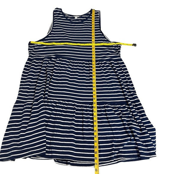 J Crew Factory Sleeveless Stripped Knit Tiered Mini Dress 100% Cotton Size 2X - Picture 5 of 12